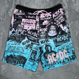 AC/DC Graphic Swim Trunks Mesh Lined Shorts Men’s Medium